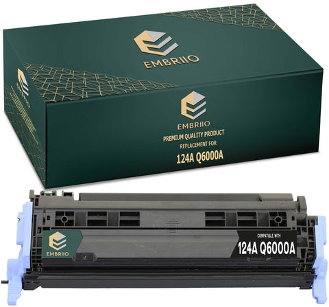 EMBRIIO Q6000A 124A Black Compatible Toner Cartridge Replacement for HP Color LaserJet 2600 1600 2605 2600n 2605dn 1600n CM1015 CM1017 Canon i-SENSYS LBP5000 LBP5100
