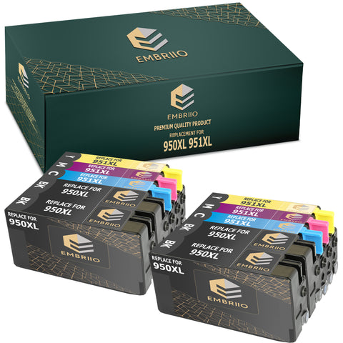 EMBRIIO 950XL 951XL Set of 10 Compatible Ink Cartridges 950 951 XL Replacement for HP OfficeJet Pro 8100 8600 8610 8615 8616 8620 8625 8630 8640 8660 251dw 276dw
