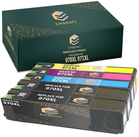 EMBRIIO 970XL 971XL Set of 5 Compatible Ink Cartridges 970 971 XL Replacement for HP OfficeJet Pro X451dn X451dw X476dn X476dw X551dw X576dw