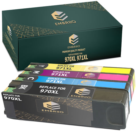 EMBRIIO 970XL 971XL Set of 4 Compatible Ink Cartridges 970 971 XL Replacement for HP OfficeJet Pro X451dn X451dw X476dn X476dw X551dw X576dw