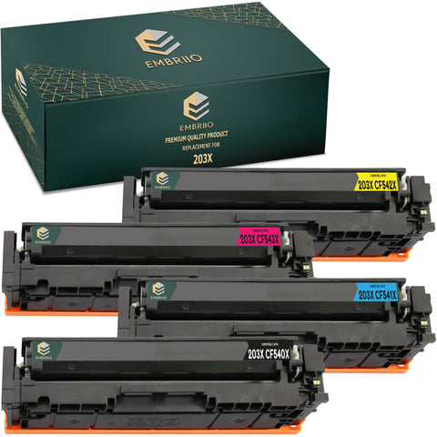 EMBRIIO 203X Set of 4 Compatible Toner Cartridges Replacement for HP Color Laserjet Pro M254dw M254nw MFP M280nw M281fdn M281fdw