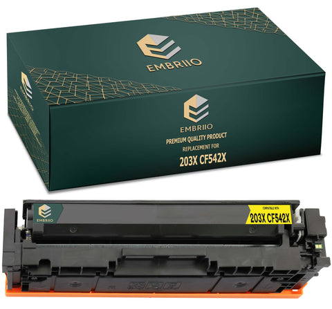 EMBRIIO 203X CF542X Yellow Compatible Toner Cartridge Replacement for HP Color Laserjet Pro M254dw M254nw MFP M280nw M281fdn M281fdw