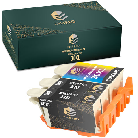 EMBRIIO 30XL 30 XL Set of 3 Compatible Ink Cartridges Replacement for Kodak ESP C100 C110 C115 C300 C310 C315 C330 C360 1.2 3.2 3.2S Hero 2.2 3.1 5.1 Office 2100 2150