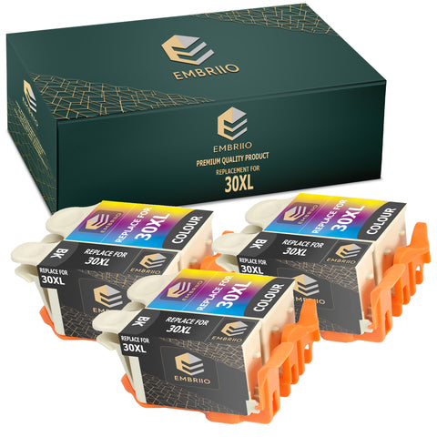 EMBRIIO 30XL 30 XL Set of 6 Compatible Ink Cartridges Replacement for Kodak ESP C100 C110 C115 C300 C310 C315 C330 C360 1.2 3.2 3.2S Hero 2.2 3.1 5.1 Office 2100 2150
