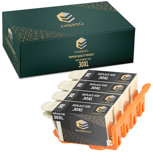 EMBRIIO 30XL 30 XL | 4 BLACK Compatible Ink Cartridges Replacement for Kodak ESP C100 C110 C115 C300 C310 C315 C330 C360 1.2 3.2 3.2S Hero 2.2 3.1 5.1 Office 2100 2150