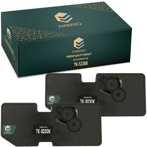EMBRIIO TK-5230 TK-5230K Set of 2 Black Compatible Toner Cartridges Replacement for Kyocera Ecosys M5521cdn M5521cdw P5021cdn P5021cdw