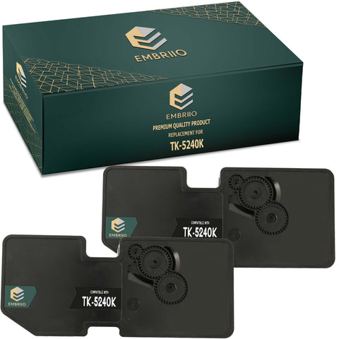EMBRIIO TK-5240 TK-5240K Set of 2 Black Compatible Toner Cartridges Replacement for Kyocera ECOSYS M5526CDN M5526CDW P5026CDN P5026CDW
