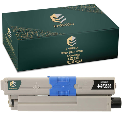 EMBRIIO 44973536 Black Compatible Toner Cartridge Replacement for Oki C301 C301dn MC342 C321 C321dn MC342dn MC332 MC332dn MC342dnw