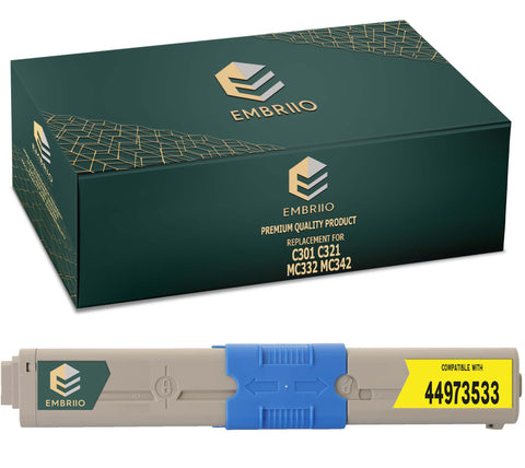 EMBRIIO 44973533 Yellow Compatible Toner Cartridge Replacement for Oki C301 C301dn MC342 C321 C321dn MC342dn MC332 MC332dn MC342dnw