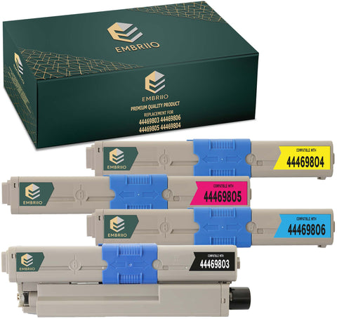 EMBRIIO Set of 4 Compatible Toner Cartridges Replacement for Oki C310dn C330dn C331dn C510dn C511dn C530dn C531dn MC361dn MC362dn MC561dn MC562dn MC562w