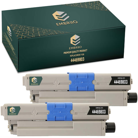EMBRIIO 44469803 2 Black Compatible Toner Cartridges Replacement for Oki C310dn C330dn C331dn C510dn C511dn C530dn C531dn MC361dn MC362dn MC561dn MC562dn MC562w