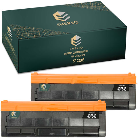 EMBRIIO 407543 Set of 2 Black Compatible Toner Cartridges Replacement for Ricoh SP C250, SP C250DN, SP C250SF, SP C250DNw, SP C240DN