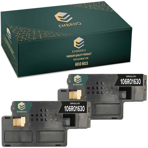 EMBRIIO 106R01630 Set of 2 Black Compatible Toner Cartridges Replacement for Xerox Phaser 6000, 6010, 6010V, 6010V N, 6010N, WorkCentre 6015, 6015V, 6015V B, 6015V N, 6015V NI, 6015MFP