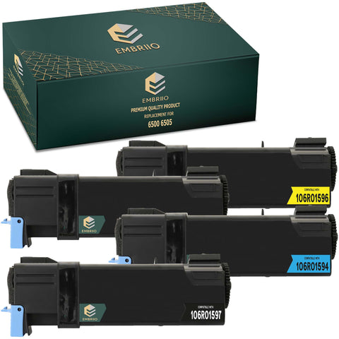 EMBRIIO 6500 6505 Set of 4 Compatible Toner Cartridges Replacement for Xerox 6500N 6505N 6505DN 6500DN 6500VDN