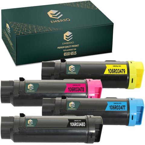 EMBRIIO 6510 6515 Set of 4 Compatible Toner Cartridges Replacement for Xerox 6510 6515DN 6515DNI 6510DN 6510N 6515N 6515NW 6515DNW