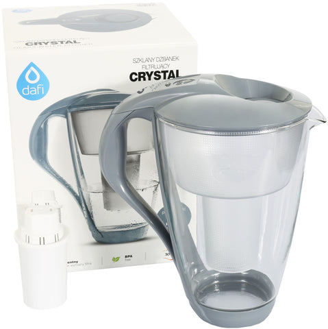 Water Filter Glass Jug Dafi Crystal Classic 2.0L with Free Filter Cartridge - Graphite - Printing Saver