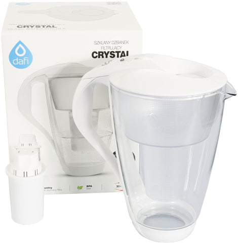 Water Filter Glass Jug Dafi Crystal Classic 2.0L with Free Filter Cartridge - White - Printing Saver
